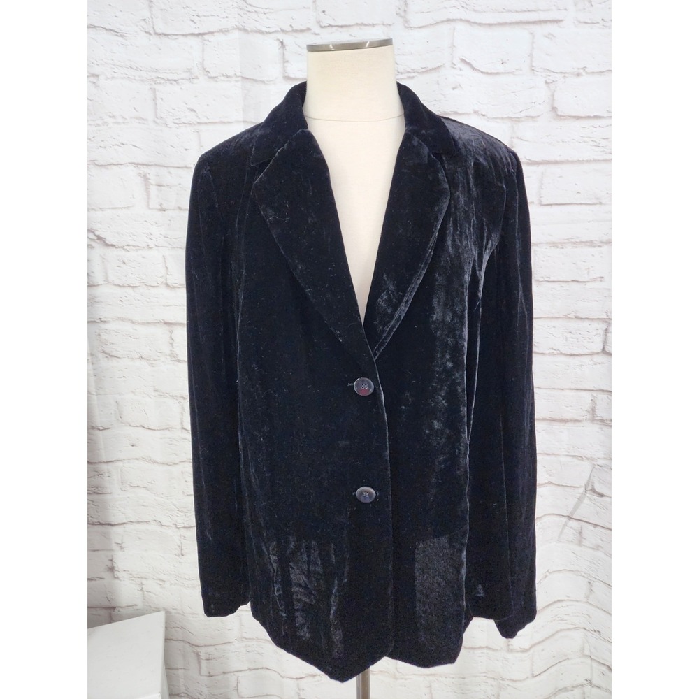 Studio 1940 Velvet Blazer Jacket Black Whimsigoth Longline Lightweight Size 22W